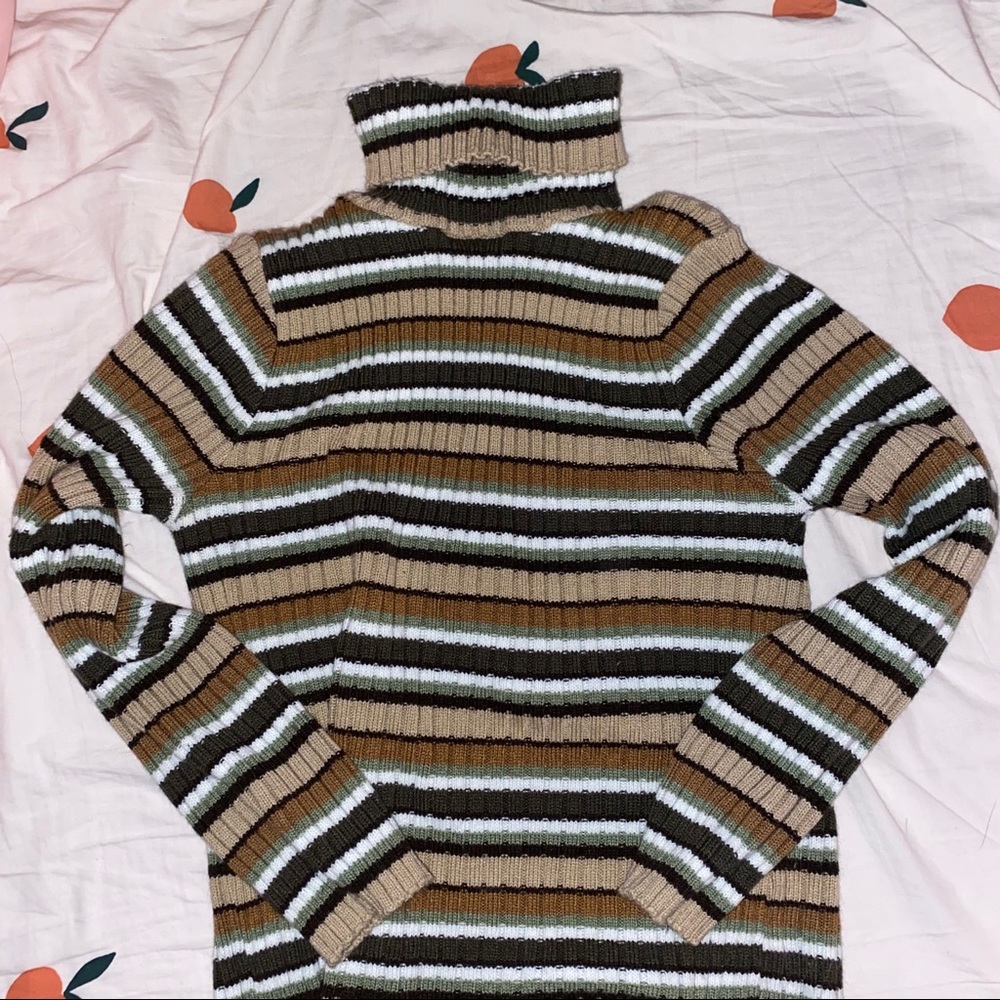 Striped brown turtleneck